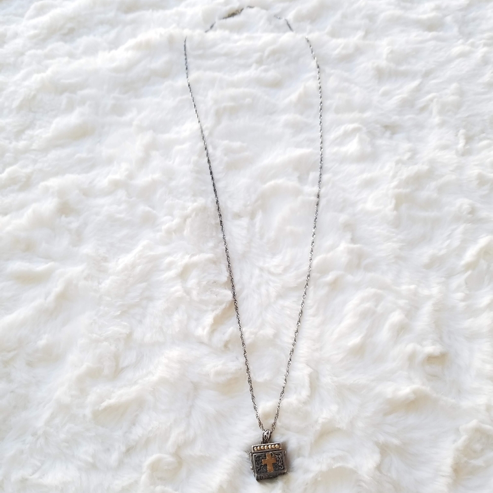 Vintage Prayer Box Necklace, Sterling Silver
